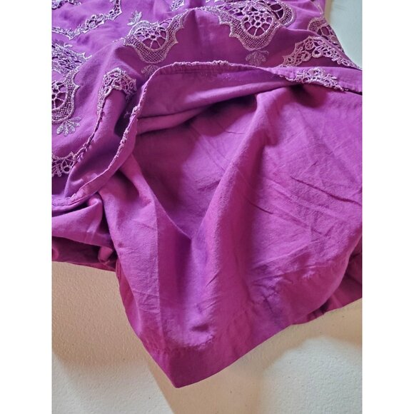 Boston Proper Womens Off Shoulder Dress Size Sm Purple Metallic Lace Bell Sleeve - Picture 9 of 16